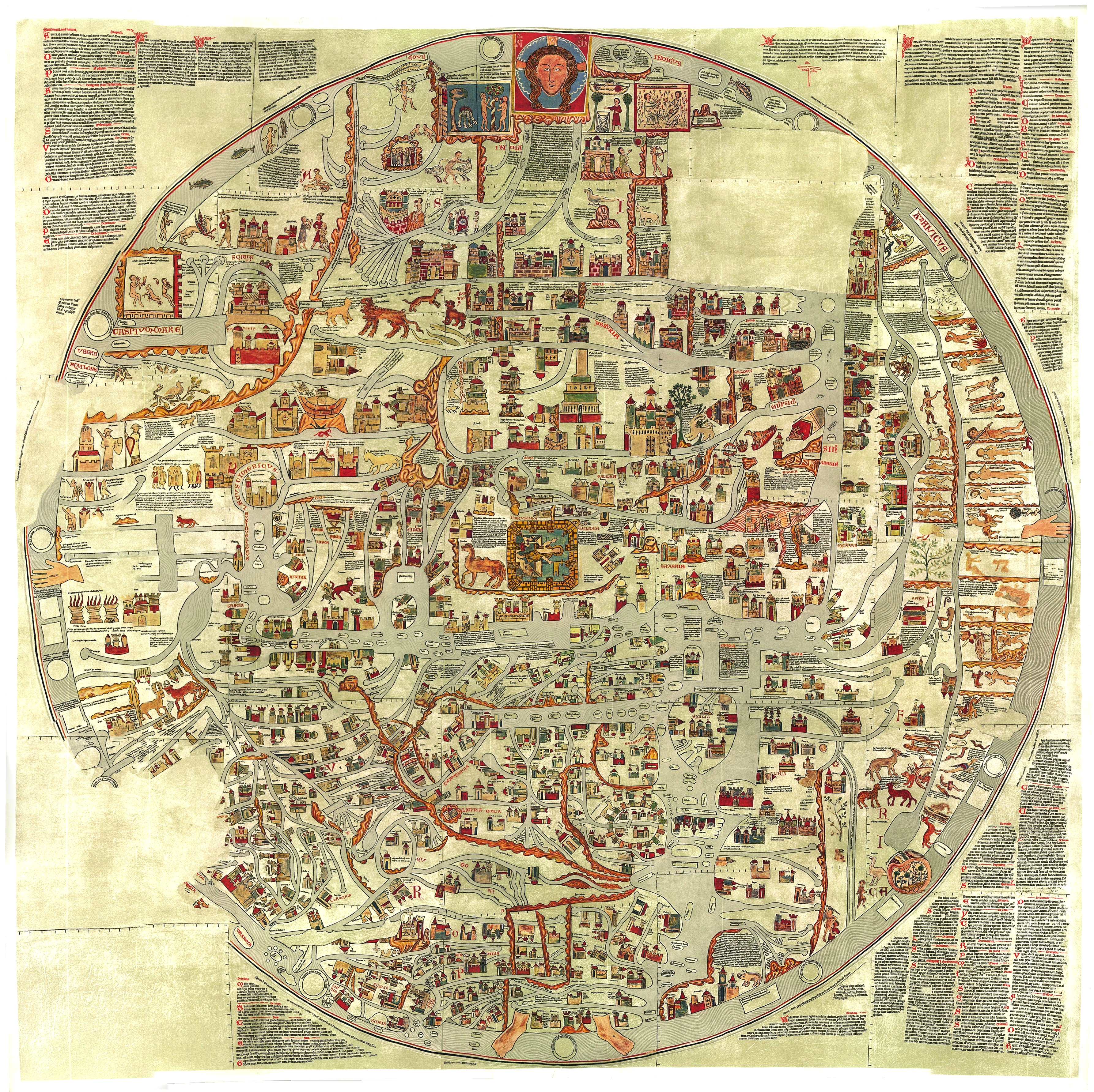 Ebsorfer Stich, example of a Mappa Mundi, a medieval European map of the world